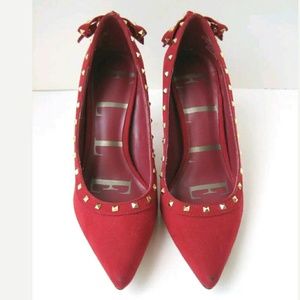ELLE Red Suede/Felt Like Womens Shoes/Heels/Classi